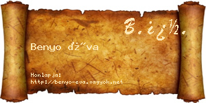 Benyo Éva névjegykártya
